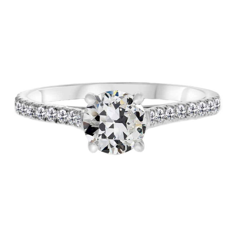 Brillant Bague Solitaire avec Accents 2-carats Or Blanc 14 Carats – vue principale