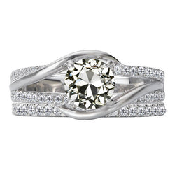 Signature Tige Fendue Brillant Bague Nuptiale – 2 carats Or
