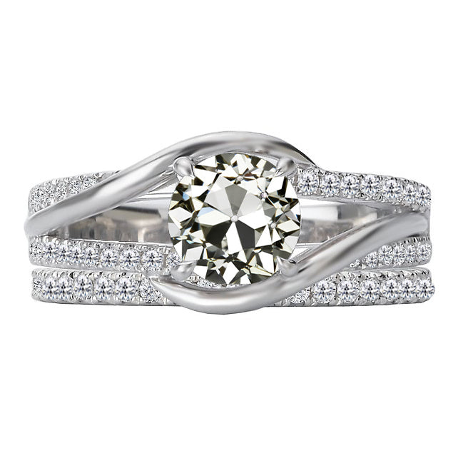 Bague Nuptiale Or Blanc 14 Carats avec Brillant – vue principale