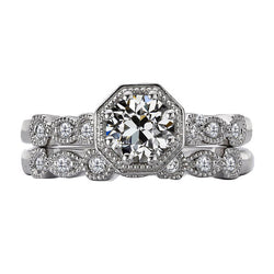Vintage Diamant Fin Bague de Fiançailles 2 carats – Or Blanc 14