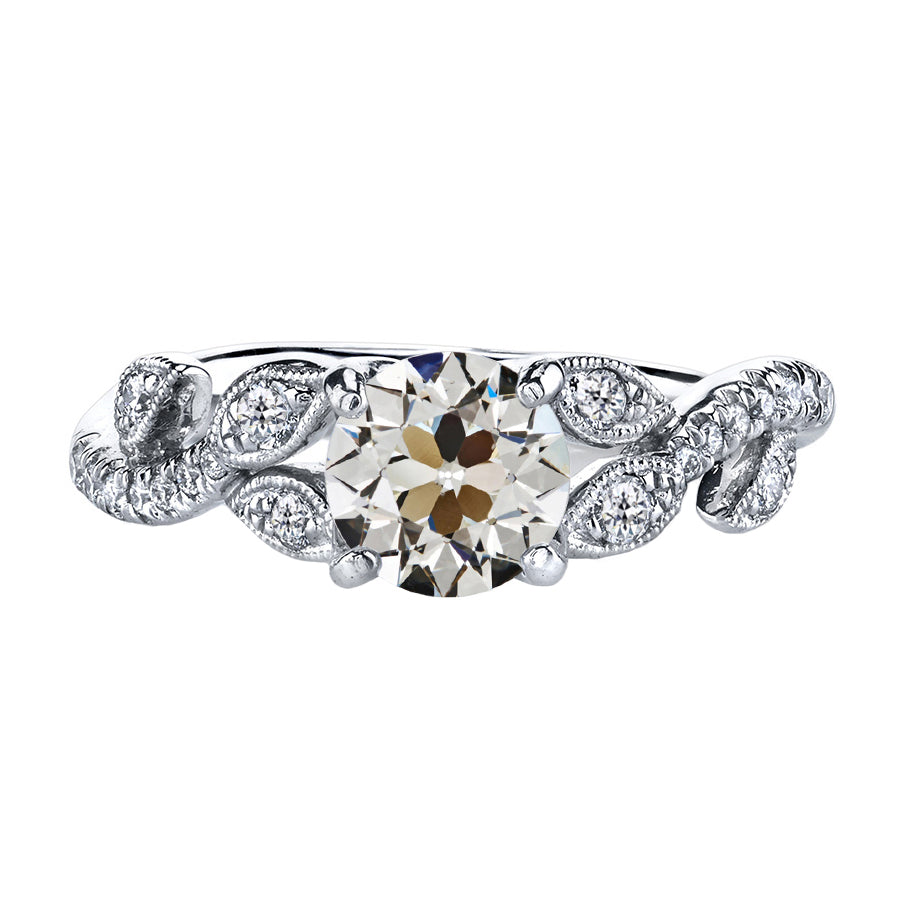 Bague Nuptiale Or Blanc 14 Carats avec Diamant Fin – vue principale