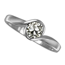 Diamant Fin Bague Solitaire de luxe – 1,50 carats Or 14K Blanc