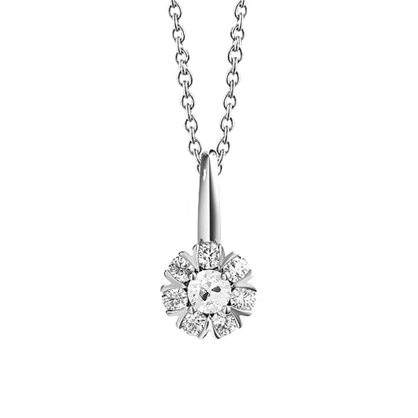 Diamant Taille Old Mine Pendentif Goutte en Or 14K Blanc – vue principale