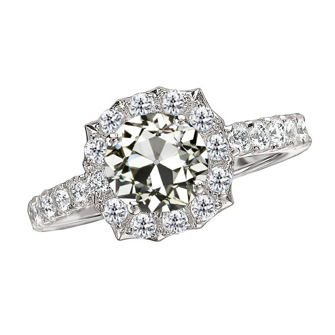Bague Solitaire avec Accents Or Blanc 14 Carats avec Diamant – vue principale