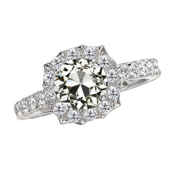 Or Blanc 14 Carats Diamant Bague Solitaire avec Accents