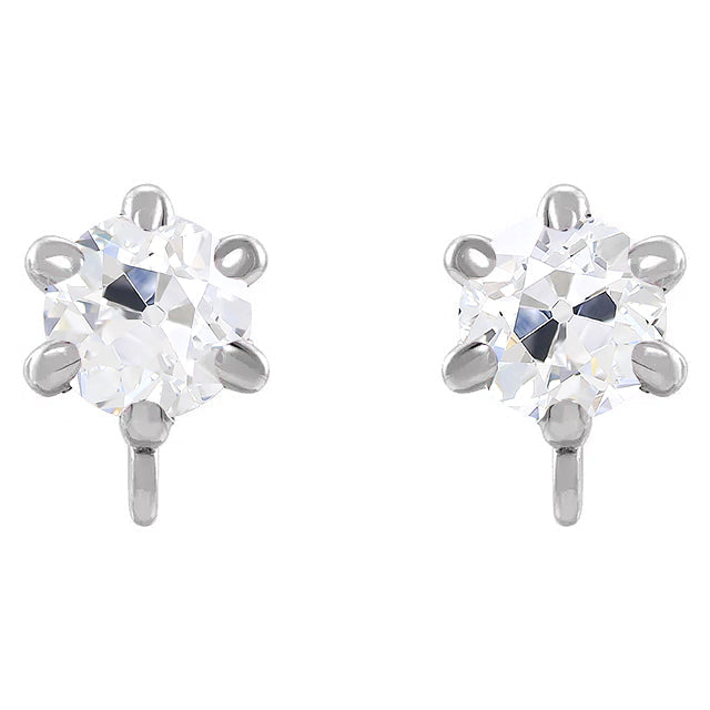 Puces d'Oreilles Or Blanc 14 Carats avec Diamant – vue principale
