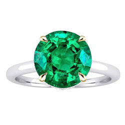 Émeraude GIA Certifié Bague Pierre Précieuse 4 carats en Or 14K