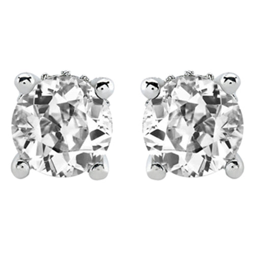 Diamant Fin Taille Old Mine Pendants d'Oreilles en Or 14K Blanc – vue principale