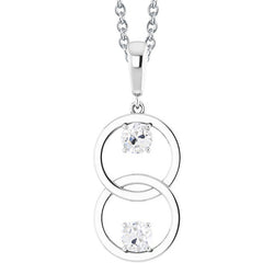 Diamant Coussin Antique Pendentif Goutte 1 carats en Or 14K Blanc
