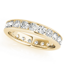 Diamant Serti Rail Eternity Band – 3,8 carats en Or Jaune 14