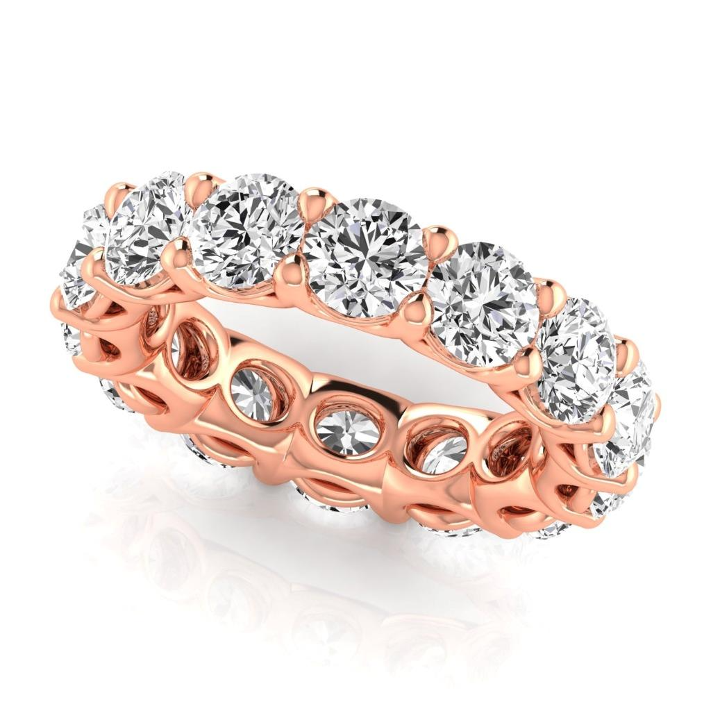 Taille Brillant Diamant bague en Or 14K Rose – vue de côté