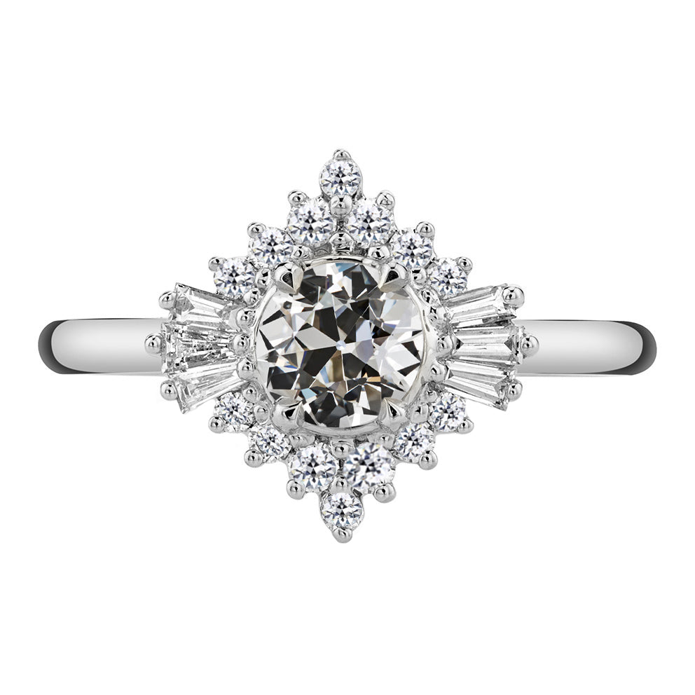 Bague Halo Or 14K Blanc avec Diamant Fin – vue principale