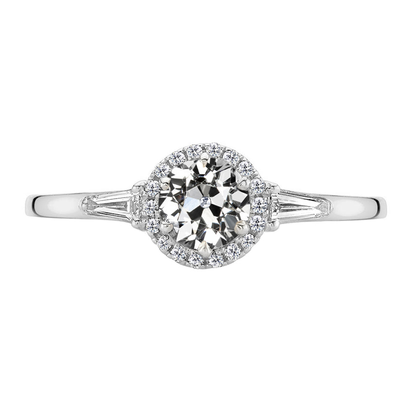 Bague Sertie Halo Or Blanc 14 Carats avec Diamant – vue principale