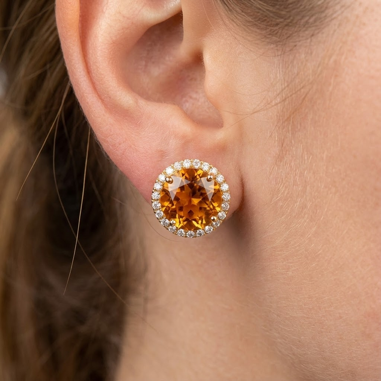 Citrine Gemstone Earring – vue d'angle