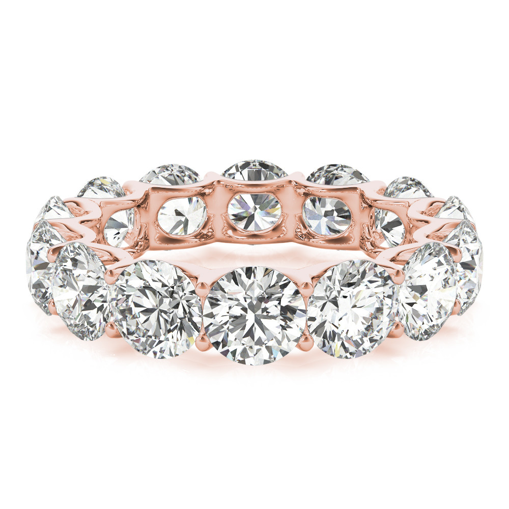 Taille Ronde Diamant bague en Or 14K Rose – vue de face
