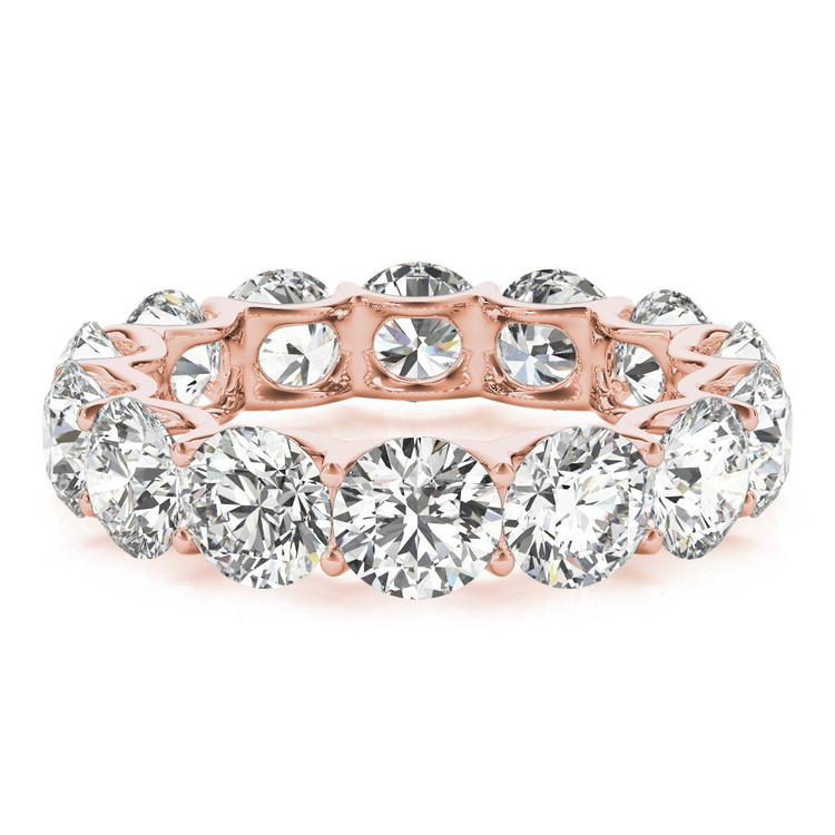 Taille Ronde Diamant bague en Or 14K Rose – vue de face
