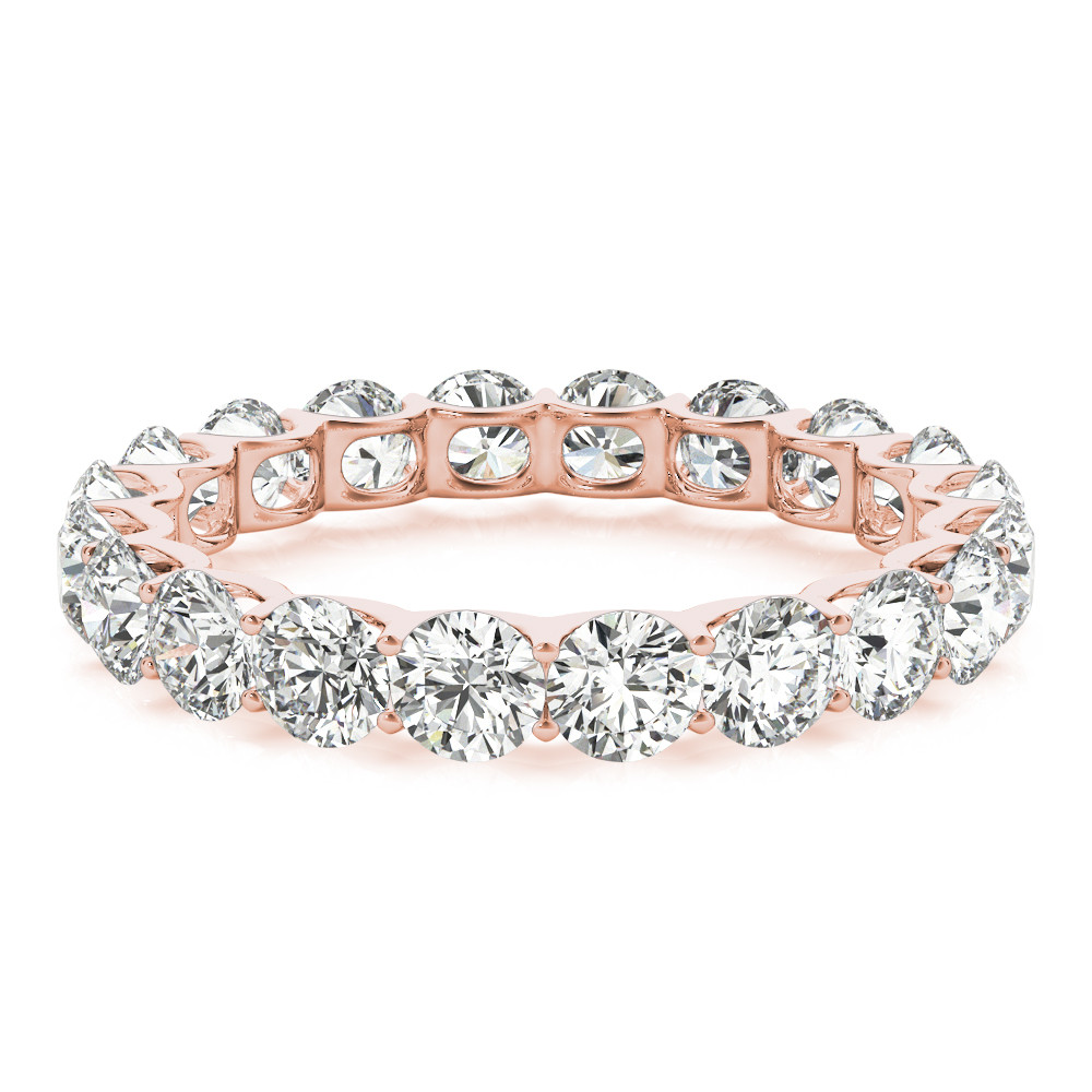 Brillant Taille Ronde Eternity Band en Or Rose 14 Carats – vue de côté