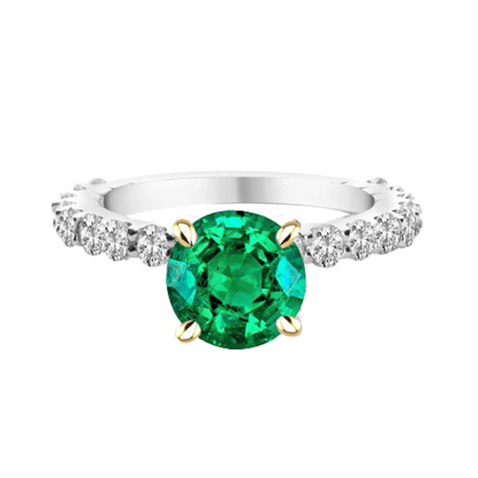 Raffiné Émeraude Fine Bague Pierre de Couleur 2 carats – vue principale
