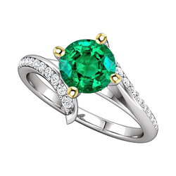 Émeraude Tige Fendue Bague avec Gemme – 2 carats en Or 14K