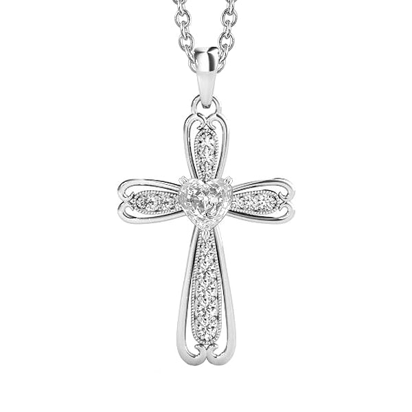 Forme Cœur Diamant bague en Or Blanc 14 Carats – vue principale