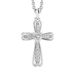 Diamant Croix Collier Pendentif 2 carats en Or Blanc 14 Carats
