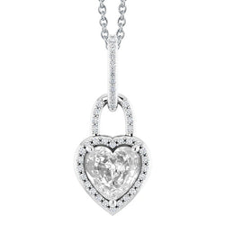 Taille Cœur Diamant Pendentif – 4 carats en Or Blanc 14 Carats