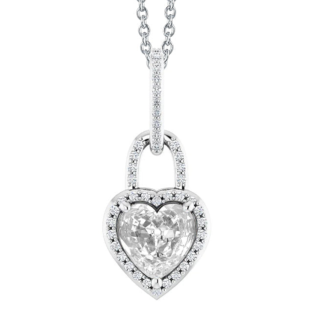 Pendentif Or Blanc 14 Carats avec Diamant – vue principale