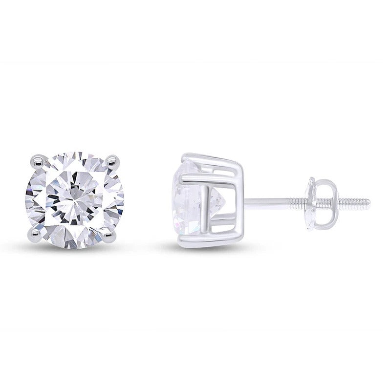 Pendants d'Oreilles Or Blanc 14 Carats avec Brillant – vue d'angle