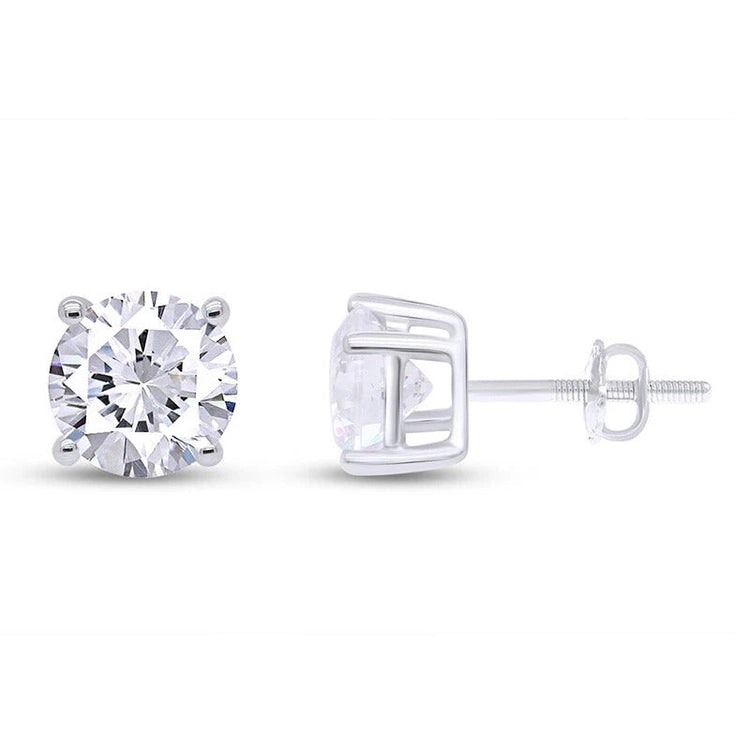 Pendants d'Oreilles Or Blanc 14 Carats avec Brillant – vue d'angle