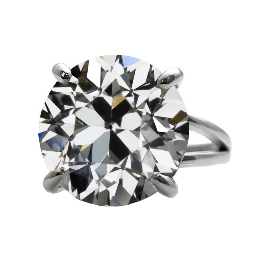 Taille Old Mine Diamant Fin bague en Or 14K Blanc – vue principale