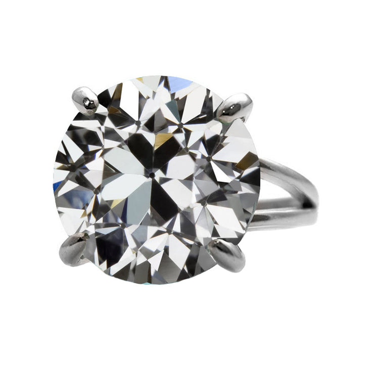 Taille Old Mine Diamant Fin bague en Or 14K Blanc – vue principale