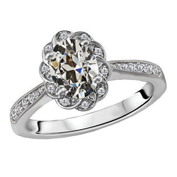Brillant taille Taille Old Mine Bague de Fiançailles Halo 6