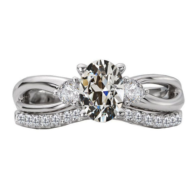 Brillant Bague Nuptiale 3-carats Or Blanc 14 Carats – vue principale