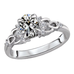 Or 14K Blanc Taille Old Mine Diamant Fin Anniversary Ring 3