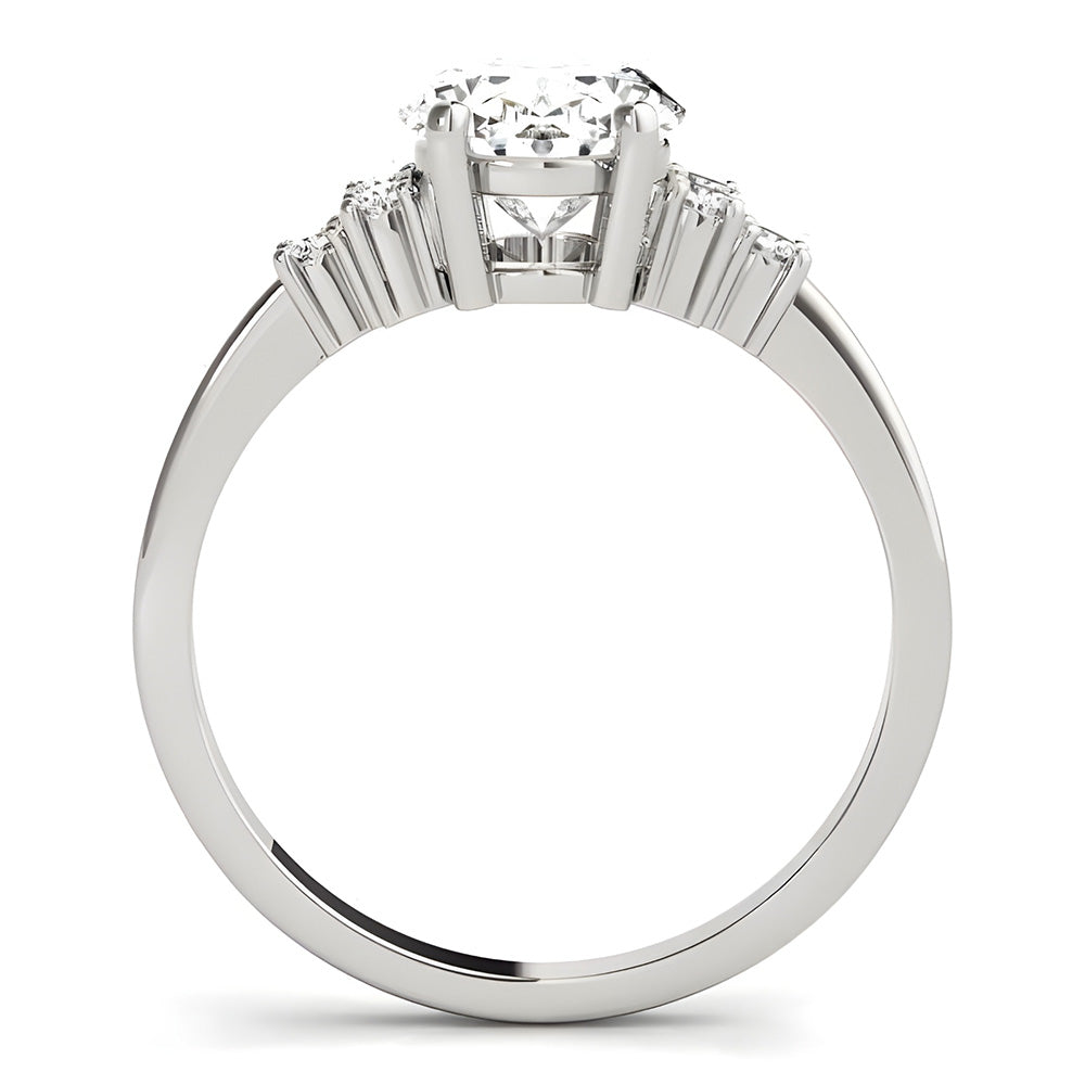 Diamant Bague Solitaire avec Accents – vue de profil