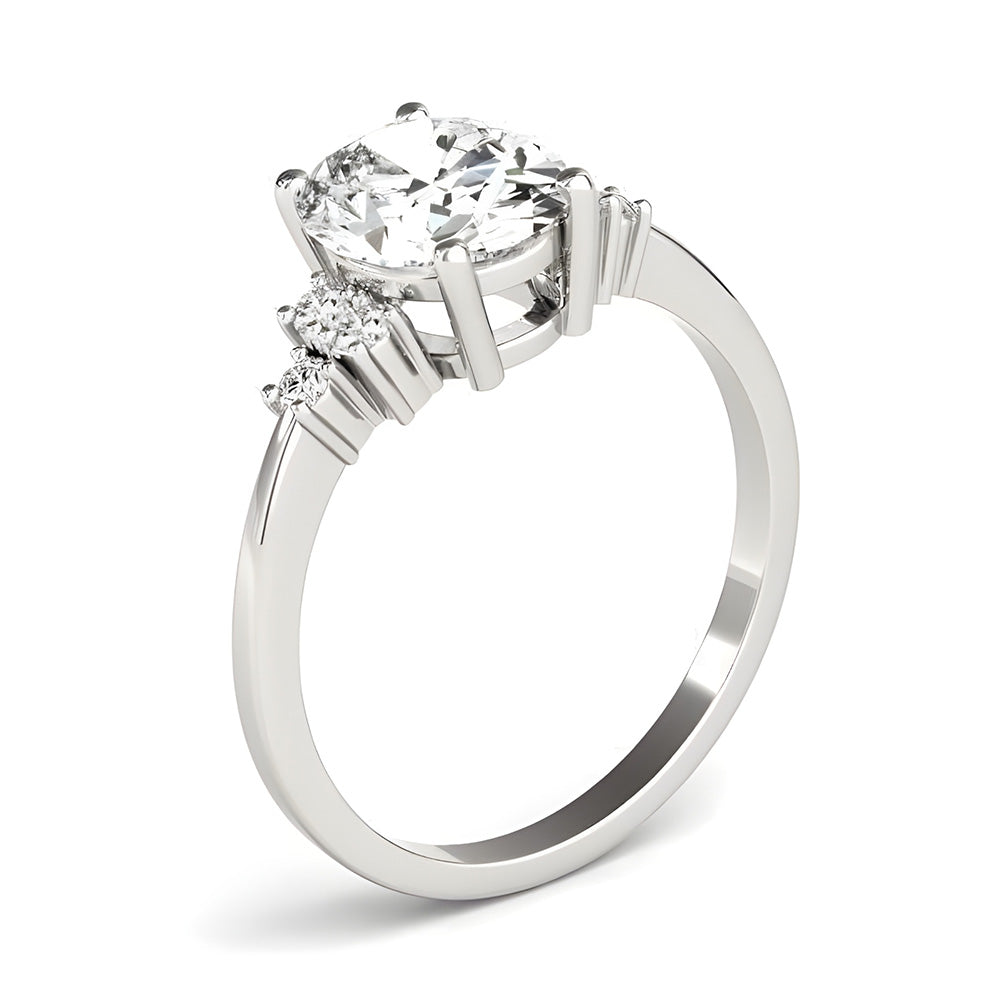 Brillant Diamant Bague Solitaire avec Accents 4,50 carats – vue d'angle