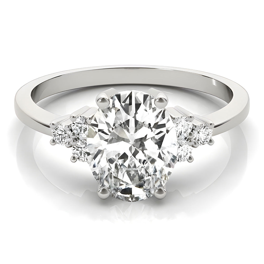 Diamant Bague Solitaire avec Accents 4,50-carats Or Blanc 14 Carats – vue de face