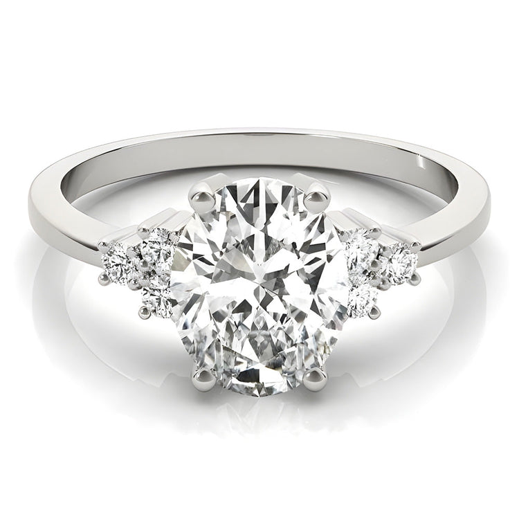 Diamant Bague Solitaire avec Accents 4,50-carats Or Blanc 14 Carats – vue de face