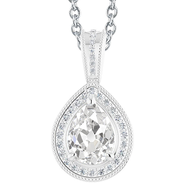 Collier Pendentif Or Blanc 14 Carats avec Brillant – vue principale