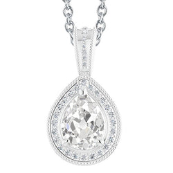 Brillant Collier Pendentif 2,50 carats – Or Blanc 14 Carats