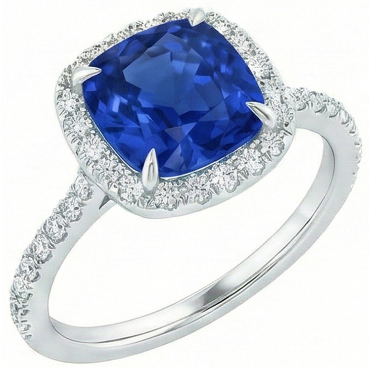 naturel cushion diamant 2.50carats bague détail rapproché