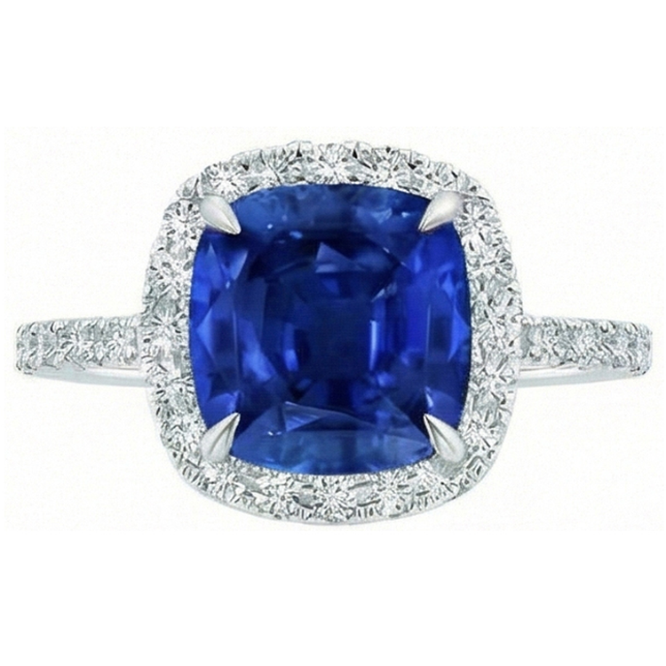 naturel cushion diamant 2.50carats bague angle de côté