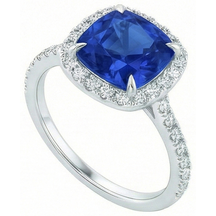 naturel cushion diamant 2.50carats bague vue de dessus