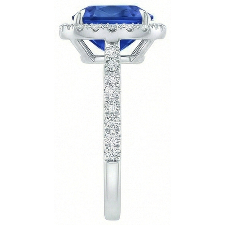 naturel cushion diamant 2.50carats bague vue de profil
