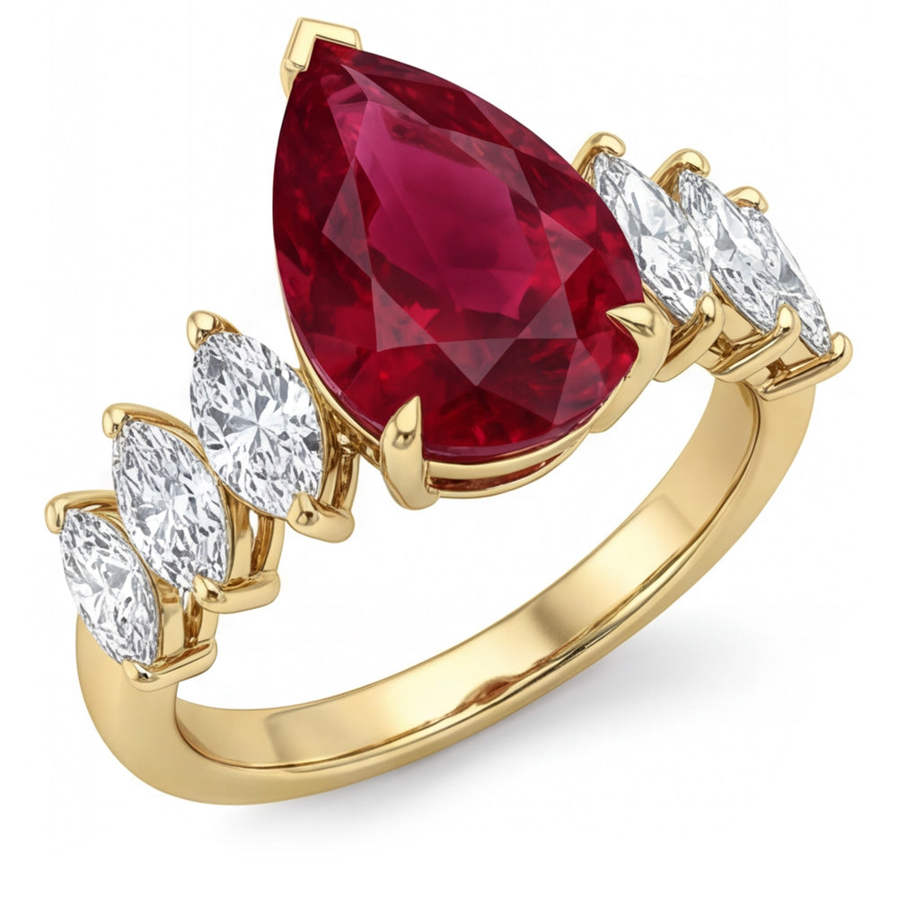 Rubis Sang de Pigeon Pureté VVS Bague Trilogie – 4 carats en Or