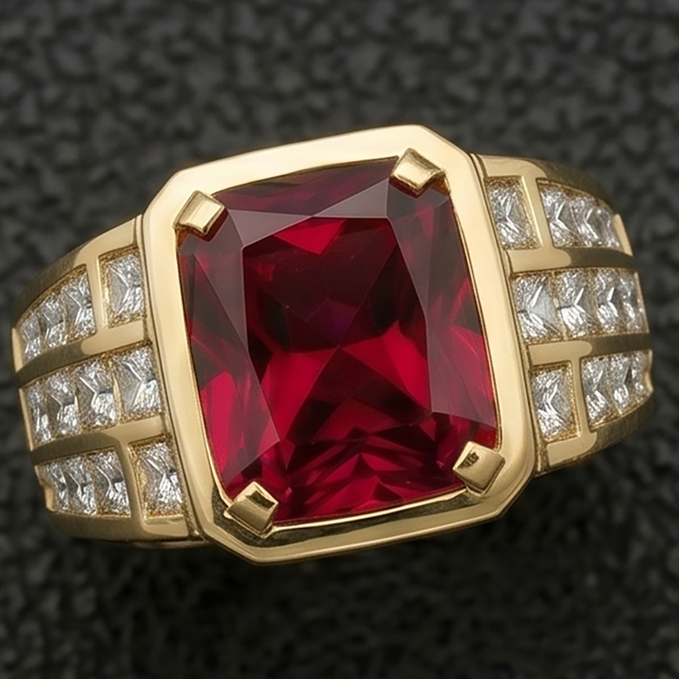 Rubis Sang de Pigeon taille Taille Radiant Bague pour Homme