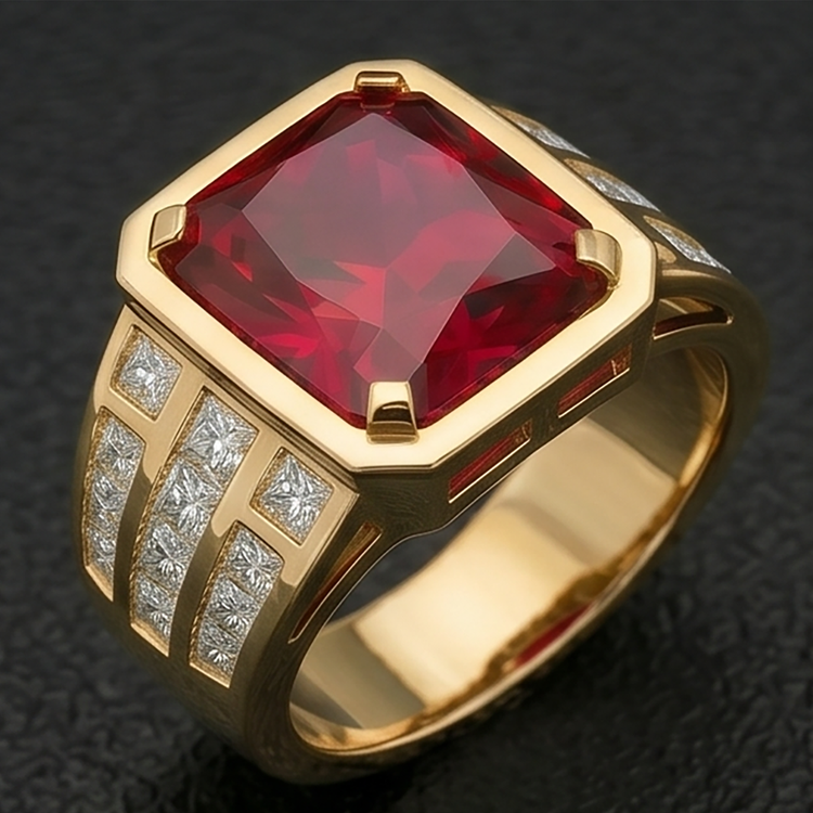 Rubis Sang de Pigeon taille Taille Radiant Bague pour Homme