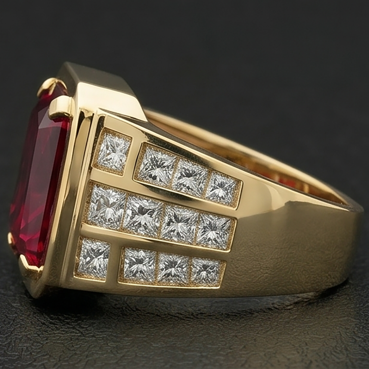 Rubis Sang de Pigeon taille Taille Radiant Bague pour Homme