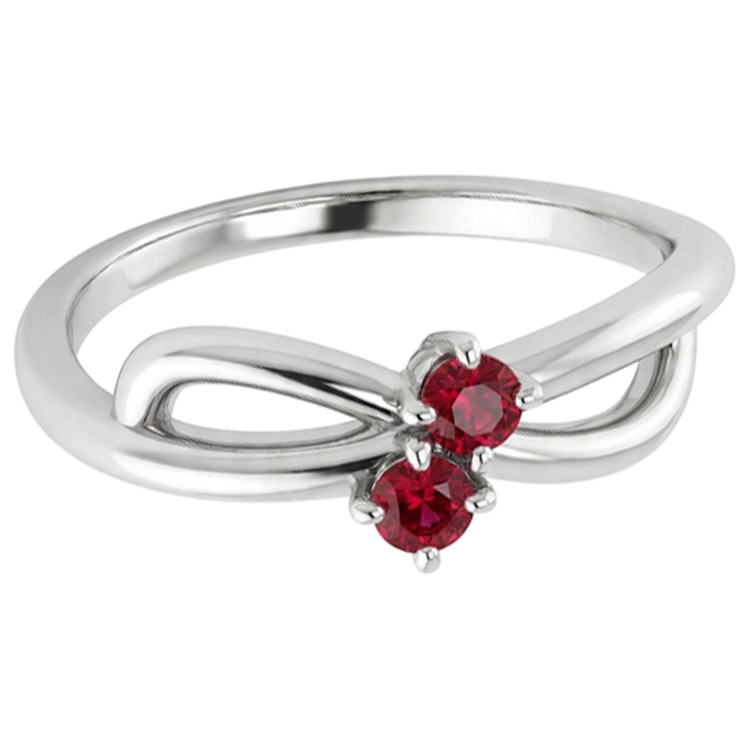 Ruby Stone Promesse Bague Ruban Tige Style Or Blanc 14K 0.50 Carats