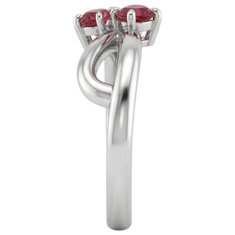 Ruby Stone Promesse Bague Ruban Tige Style Or Blanc 14K 0.50 Carats